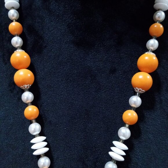 Womens Fashion White & Yellow Freshwater Pearl Beaded Fringe Collar Necklace - Picture 4 of 6